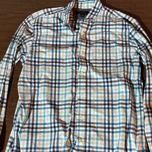 Banana Republic Men's Blue and White Plaid Shirt